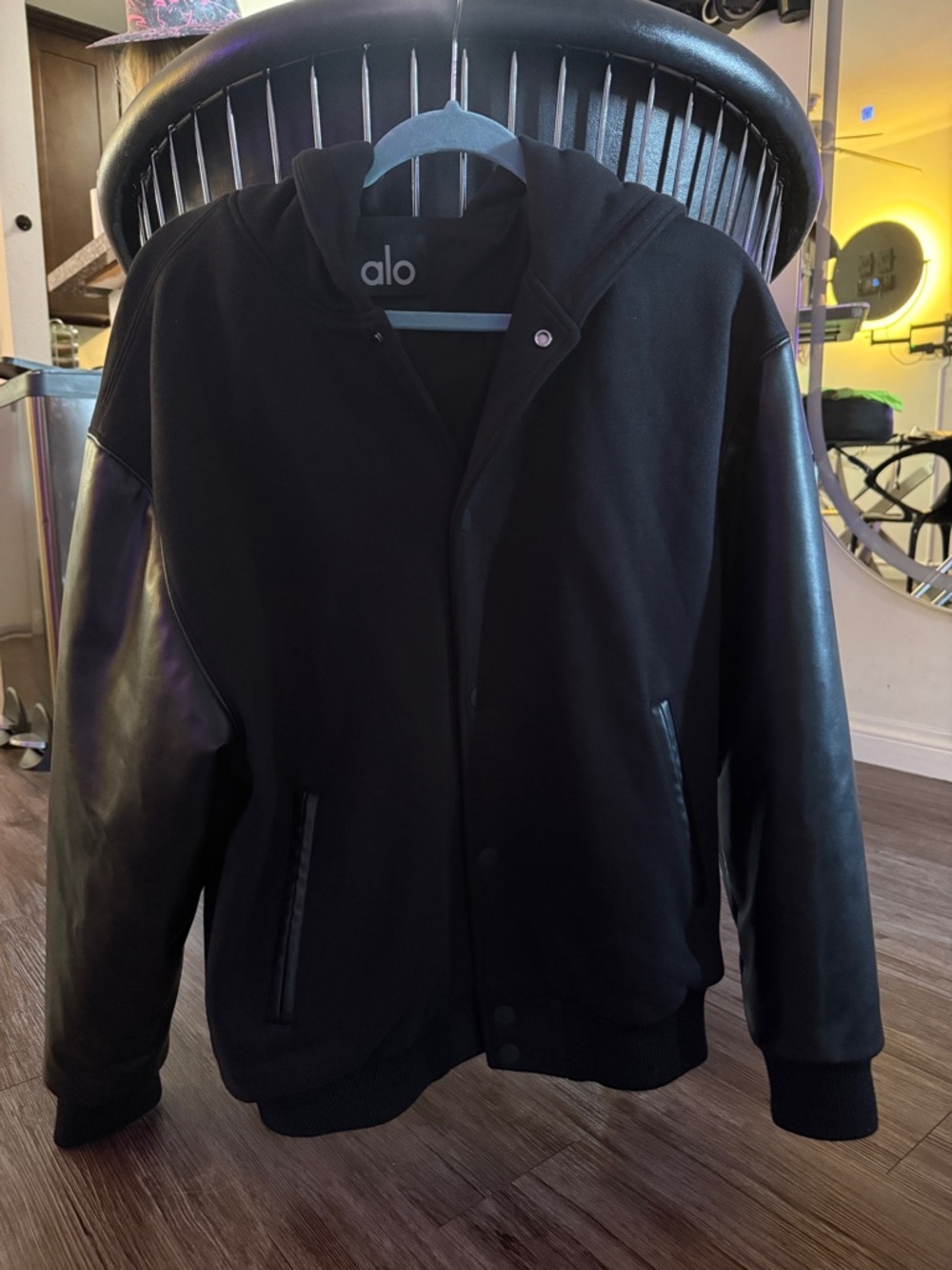 Alo Black Hooded Bomber Jacket